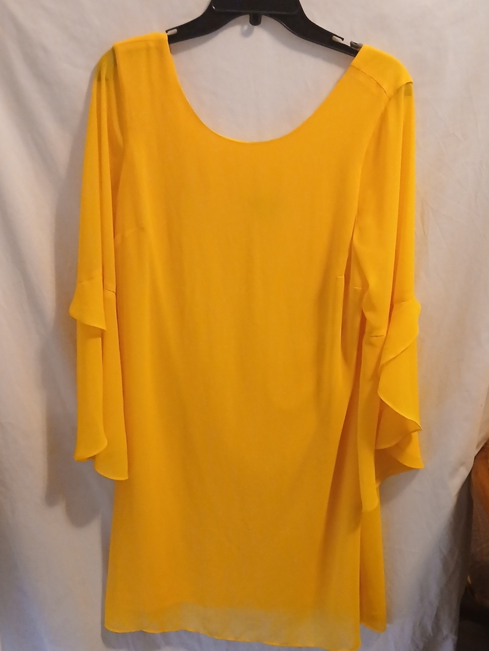 Thalia Sodi Yellow Ruffle Bell Sleeve Shift Dress
